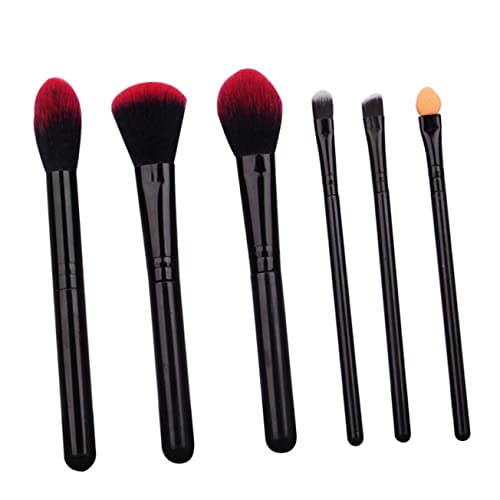 TOGEVAL 6 Stück Teiliges Make Up Pinselset Rot mit Weichen Borsten Kompakt und Tragbar Professionelle Lidschatten und Augenbrauenpinsel für Präzises Auftragen für Frauen und Reisegebrauch von TOGEVAL