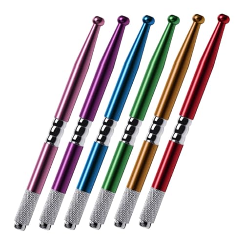 TOGEVAL 6 Stück Teiliges Microblading Manual Augenbrauenstift Langlebiger Metallstift mit Farbmix Rot Blau Gold Grün Präzises Tattoo und Make Up Werkzeug für Professionelle von TOGEVAL