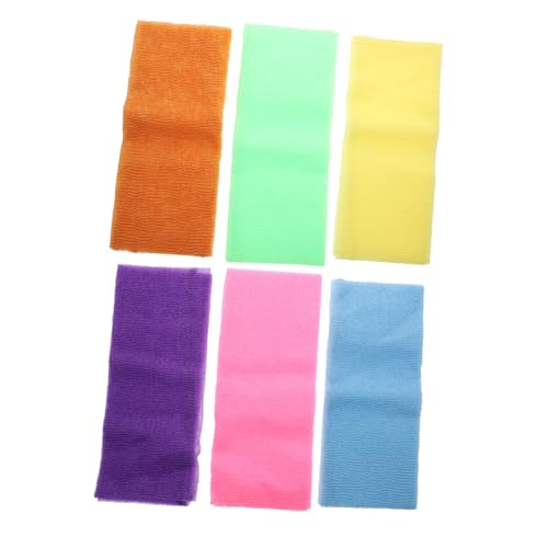 TOGEVAL 6 Stück Teiliges Nylon Badeschrubber Doppelseitig Peeling Handtuch für Körper und Rücken Farben Vielseitig Exfolierend Porentief von TOGEVAL