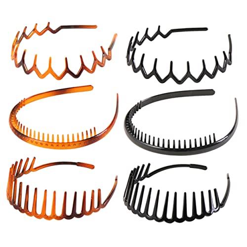 TOGEVAL 6 Stück Teiliges Set Elastische Zahnförmige Haarschmuck Haarschlaufen für Damen und Herren Unsichtbare Haarreifen zum Waschen Gesichts Rutschfeste Haarspangen von TOGEVAL
