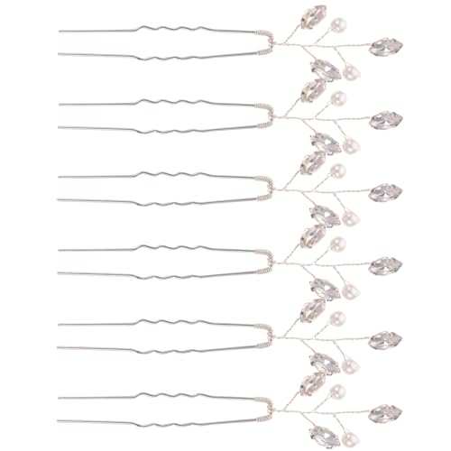 TOGEVAL 6 Stück Teiliges U förmige Braut Haarnadeln mit Perlen und Strass Leichter Hochzeit Haarschmuck für Damen Eleganter Haarstecker für Festliche Frisuren und Brautaccessoires von TOGEVAL