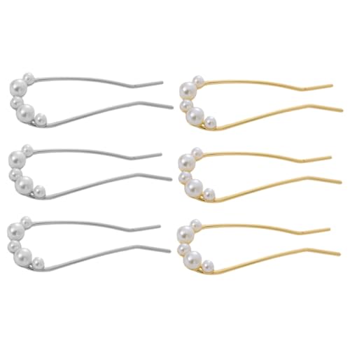 TOGEVAL 6 Stück Teiliges Vintage U Förmiges Haarstäbe mit Perlen Leichte Haarnadeln für Dutt und Hochsteckfrisuren Eleganter Haarschmuck Damen Dekorative Haarklammern für Besondere von TOGEVAL