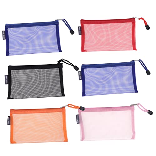 TOGEVAL 6 Stück Teiliges Zipper Mesh Pouch Multifunktionale Kosmetiktasche und Stiftebeutel Leichter Reise Organizer für Schule Büro und Alltag Praktischer Aufbewahrungsbeutel für Zubehör von TOGEVAL