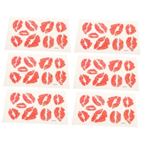 TOGEVAL 6stücke Wasserfeste Lippen Aufkleber Muster Temporäre Körper Dekorations Für Gesicht Brust Hals Rücken Beine von TOGEVAL