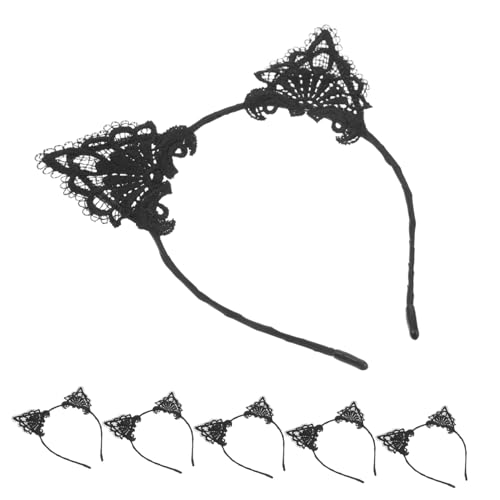 TOGEVAL 6stücke Katzenohren-stirnband Aus Spitze Für Frauen Und Mädchen Leichtes Material Mit Dünnem Metallrahmen Party-cosplay-requisite Süßes Accessoire Für Besondere Anlässe von TOGEVAL