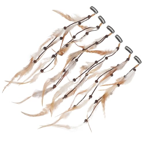 TOGEVAL 6stücke Teiliges Ethnische Feder Haarschmuck Clips Für Damen Vintage Haarverlängerungen Für Kostüme Fotorequisiten Und Festliche Anlässe von TOGEVAL