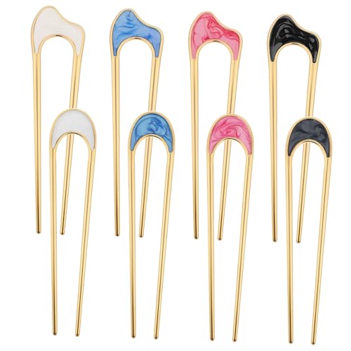 TOGEVAL 8 Stück Teiliges U Förmiges Haarnadeln Metall Vintage Styling Pins für Damen in Blau mit Zuverlässigem und Vielseitigen Farben für Frisuren von TOGEVAL