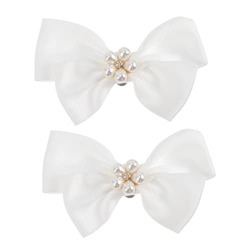 TOGEVAL Abnehmbare Weiße Schleifen Schuhclips mit Perlen Dekorative Schuhschmuck für Damen Hochzeitsschmuck für Brautschuhe Eleganter Damenschuh Schmuck für Festliche Anlässe von TOGEVAL