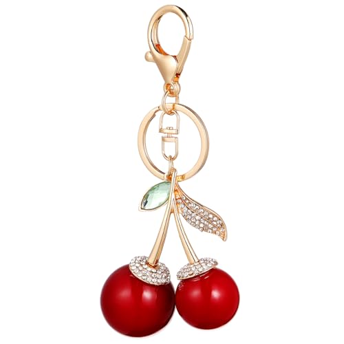 TOGEVAL Entzückende Kirsche Metall Schlüsselanhänger Ornament Obst Tasche Schlüsselanhänger Legierung Schlüsselanhänger Ornament Festliches Design von TOGEVAL