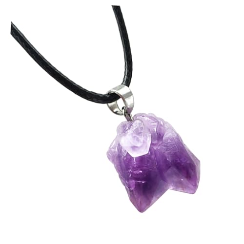 TOGEVAL Kreative Unregelmäßige Amethyst Anhänger Halskette Natürliche Amethyst Halskette Für Herren Damen Mit Zarten Verzierungen Für Alltag Reisen Geburtstag von TOGEVAL