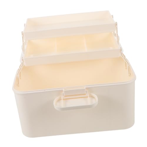 TOGEVAL Aufbewahrungsbox Aus Kunststoff Mit Herausnehmbarem Tablett, Mehrzweck-3-lagiger Medikamenten-organizer-koffer Für Kunsthandwerk, Kosmetik Und Haar-accessoires von TOGEVAL