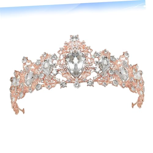 TOGEVAL Barock Brautkrone Strass Retro Hochzeitskopfschmuck in Roségold und Silber Modischer Haarschmuck für Damen zu Hochzeit Party und Festlichen Anlässen von TOGEVAL