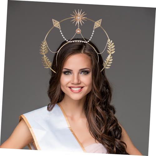 TOGEVAL Barock Krone Stirnband Damen Haarreif mit Sternen und Blättern Leichtes Party Haarband für Bühne und Fest Modisches Kopfschmuck Accessoire für Frauen von TOGEVAL