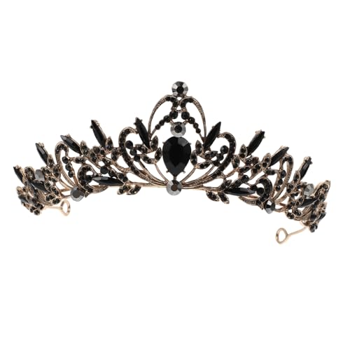TOGEVAL Barock Vintage Tiara Damen Hochzeit Diadem Schwarze Prinzessin Krone Alloy Strass Haarschmuck Elegant für Braut Geburtstag Party Fest von TOGEVAL