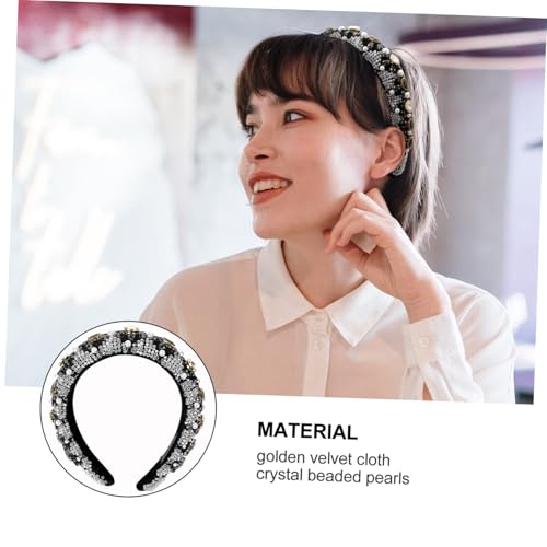 TOGEVAL Barockes Damen Haarband mit Breiter Krempe Kristall perlen Haarschmuck mit Strasssteinen Luxuriöses Braut Stirnband für Hochzeit Party Engagement Hochwertiger Kopfschmuck von TOGEVAL