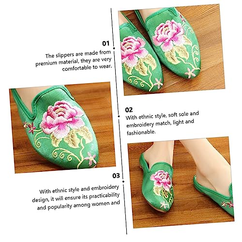 TOGEVAL Bestickte Damen Slippers Ethno stil Atmungsaktive Bequeme Hausschuhe mit Sweat absorption Langlebig und Modisch Spitze Zehenpartie für Freizeit und Alltag von TOGEVAL