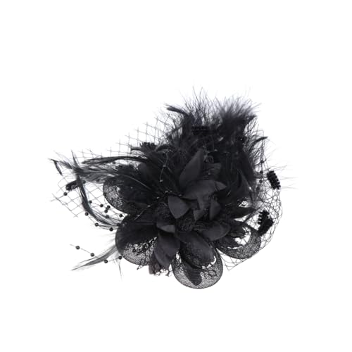 TOGEVAL Blumen-haarclip Für Frauen Elegante Hochzeits Und Tea Party Haarschmuck Mit Netz Und Federn Handgefertigter Haarschmuck Schwarz Für Bräute Und Festliche Anlässe von TOGEVAL