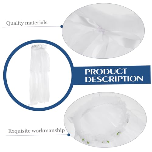 TOGEVAL Blumenkranz Haarreif mit Schleier für Mädchen Weißes Blumen Stirnband Haarschmuck Geburtstagskrone Haarkranz Headpiece Eleganter Kopfschmuck für Fest Hochzeit Party von TOGEVAL