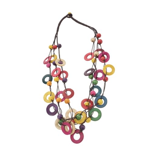 TOGEVAL Bohemia Mehrschichtige Halskette Damen Vintage Geometrisch Handgewebt Bunte Kokosnussschale Schmuck Geschenk für Alltag Party Strand von TOGEVAL