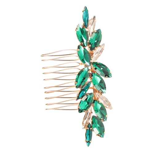 TOGEVAL Braut Haarkamm mit Smaragdgrünem und Kristallen Eleganter Haarschmuck für Hochzeiten Brautschmuck Rhinestone Haarschmuck für Braut und Brautjungfer von TOGEVAL