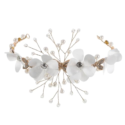 TOGEVAL Braut Kopfband mit Strahlenden Strassblumen und Perlen Verstellbares Leichtes Haarschmuck Accessoire für Blumenkinder und Hochzeitsfeiern Handgefertigtes Prinzessinnen Design in von TOGEVAL
