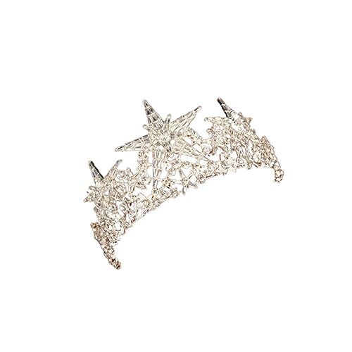 TOGEVAL Braut Tiara Silber mit Funkelndem Kristallstern Handgefertigte Hochzeit Krone für Damen Leichtes Party Haaraccessoire Vielseitig für Verlobung und Festlichkeiten Geeignet von TOGEVAL