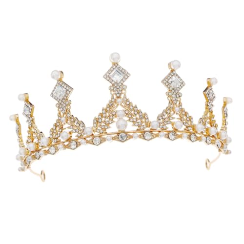 TOGEVAL Braut Tiara mit Strass und Barock Perlen Komfortables Stirnband als Haarschmuck für Hochzeit Party Fotografie und Festliche Anlässe Glitzerndes Design für Damen und Mädchen von TOGEVAL