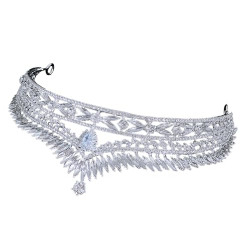 TOGEVAL Brautkrone aus Silbernem Legierungsmetall mit Funkelnden Strasssteinen Leichter Kopfschmuck für Damen als Hochzeitsschmuck und Festliches Accessoire für Braut und Besondere von TOGEVAL