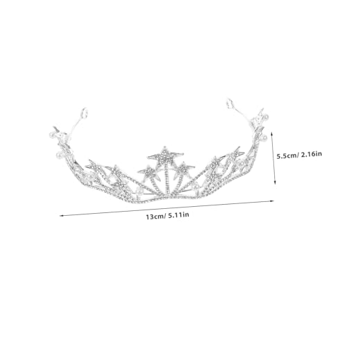 TOGEVAL Brautkrone mit Stern Perlen und Kristallbesatz Leichte Langlebige Haarschmuck für Hochzeit Verlobung und Festliche Anlässe Silberfarbenes Handgefertigtes Design für Damen von TOGEVAL