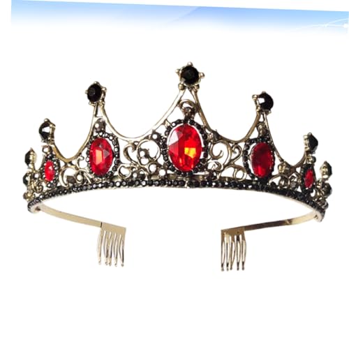 TOGEVAL Brautkrone mit Strass und Haarkamm Modischer Hochzeitsschmuck in Rot und Gold Festlicher Kopfschmuck für Braut und Damen Geeignet für Hochzeiten Partys und Besondere Anlässe von TOGEVAL