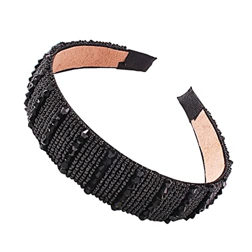 TOGEVAL Breitband Haarschmuck Aus Kristall Für Frauen Elegantes Haarband Mit Funkelnden Perlen Für Hochzeiten Empfänge Und Partys Schwarz von TOGEVAL
