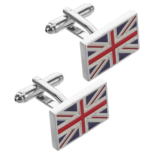 TOGEVAL Britische Flagge Manschettenknöpfe Damen Cufflinks mit Lebendigen Farben und Robustem Messing für Anzug und Hemd Elegante Langlebige Schmuckaccessoires für Formelle und Freizeit von TOGEVAL