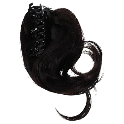 TOGEVAL Bun Haarverlängerung mit Haarklammer Kurzsynthetisches Haarteil für Damen Leicht Tragbar Einfach zu Verwenden für Verschiedene Anlässe Braun Schwarz von TOGEVAL