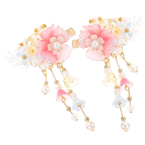 TOGEVAL Chinesische Hanfu Haarspangen mit Blumen und Tasseln Haarschmuck für Mädchen Haarclips mit Traditionellem Design Farbenfrohe Haaraccessoires für Festliche Anlässe von TOGEVAL