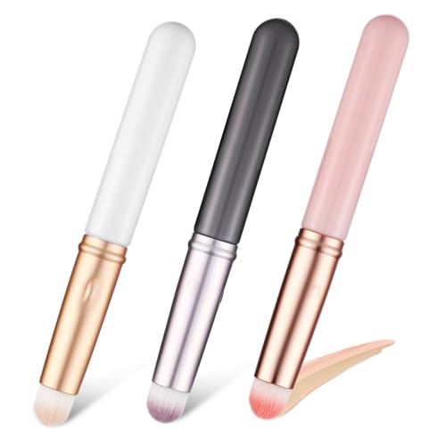 TOGEVAL Concealer Pinsel Satz 3 Stücke mit Kappe Präziser Make Up Pinsel für Augenbrauen und Lippen Synthetische Borsten für Flüssige und Cremige Concealer Kosmetikpinsel für Frauen von TOGEVAL