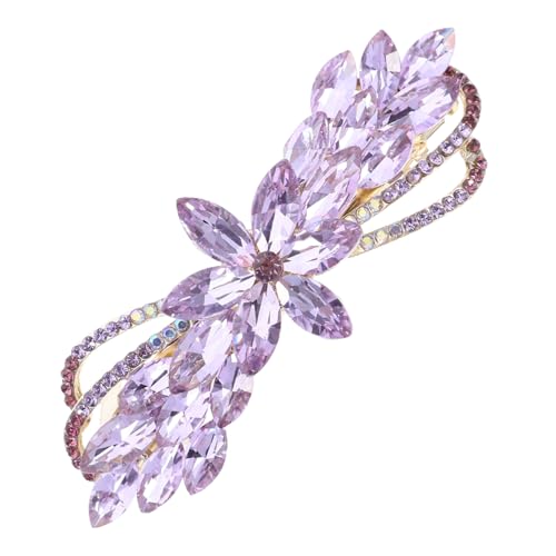 TOGEVAL Damen Haarklammer mit Strasssteinen Großer Rutschfester Haarclip mit Federmechanismus Violette Vintage Haarspange für Frauen Leichter Haarschmuck für Alltag und Besondere Anlässe von TOGEVAL