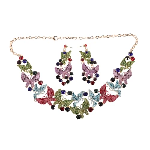 TOGEVAL Damen Statement Schmuck Schmetterling Halskette und Ohrringe mit Bunten Kristallen Auffälliges Kostüm Set für Hochzeit Party und Festliche Anlässe TOGEVAL Damen Statement Schmuck Schmetterling Halskette und Ohrringe mit Bunten Kristallen Auffälliges Kostüm Set für Hochzeit Party und Festliche Anlässe von TOGEVAL