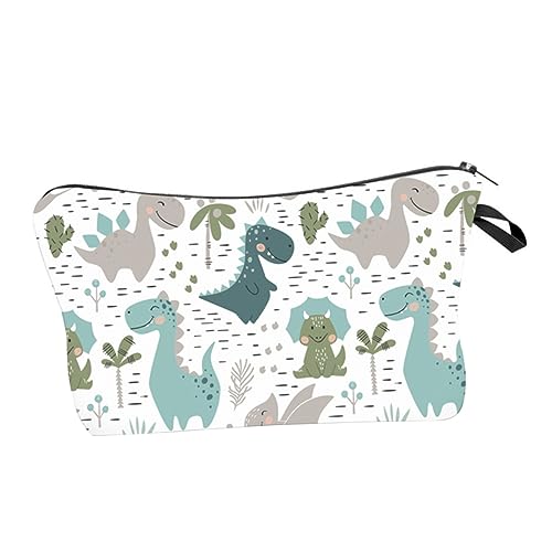 TOGEVAL Dinosaurier Kosmetiktasche Damen Polyester Schminktasche Leicht und Kompakt Reise Handtasche für Outdoor Aufbewahrung von Make Up und Toilettenartikeln von TOGEVAL