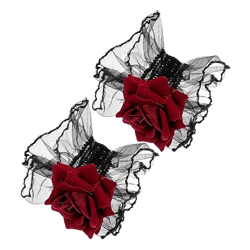 TOGEVAL Gothic-spitzen-handgelenkmanschetten Für Damen Elastische Handmanschetten Mit Rosenblüten-verzierung Für Cosplay Hochzeiten Und Teepartys von TOGEVAL
