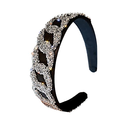 TOGEVAL Elastisches Haarband mit Funkelnden Strasssteinen Modisches Stirnband für Damen Vielseitiger Haarschmuck für Hochzeit und Alltag Bequemes Langlebiges Accessoire Schwarz mit Weißen von TOGEVAL