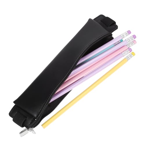 TOGEVAL Elastisches Stiftemäppchen mit Reißverschluss Pu Material Strapazierfähig und Farbbeständig Praktische Aufbewahrungstasche für Notizbücher Modernes Schwarzes Stiftetui mit von TOGEVAL