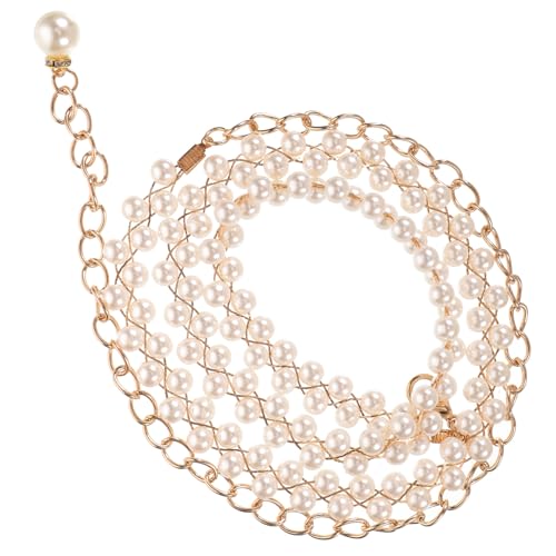 TOGEVAL Elegante Doppelte Perlen taillenkette für Damen Goldfarbenes Geflochtenes Design Dekorativer und Langlebiger Perlengürtel für Kleider für Hochzeiten Partys und Festliche Anlässe von TOGEVAL
