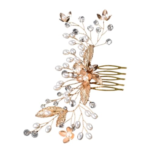 TOGEVAL Eleganter Braut Haarkamm Gold mit Funkelnden Kristallen Leichter Hochzeitsschmuck für Damen Vielseitig Einsetzbar als Braut und Brautjungfern Accessoire Handgefertigtes Headpiece von TOGEVAL