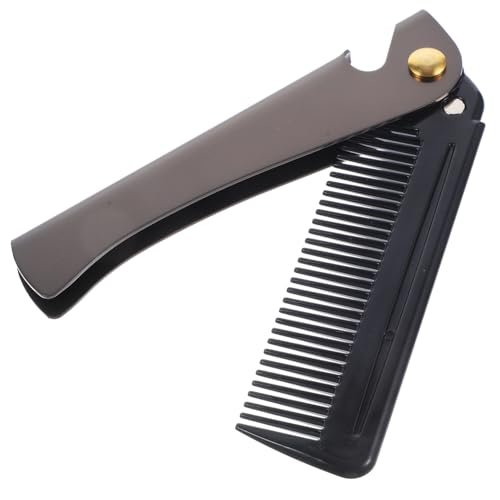 TOGEVAL Faltbarer Bartkamm aus Goldfarben Ergonomisch Bequem Für Bartpflege und Styling Tragbarer Pocket Kamm Für Männer Geschenkbox von TOGEVAL