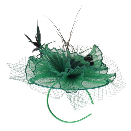 TOGEVAL Fascinator Haarclip und Stirnband mit Mesh und Federn Abnehmbar Eleganter Haarschmuck für Braut Teeparty Hochzeit und Cocktail Vielseitig Einsetzbar Dunkelgrün von TOGEVAL