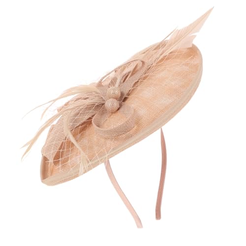 TOGEVAL Federgesteckter Damen Haarschmuck mit Zartem Schleier Leichter Party Haarreif in Nude Rosa Accessoire für Festliche Anlässe und Fotoshootings von TOGEVAL