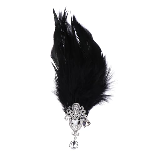 TOGEVAL Federstirnband Damen Haarschmuck mit Strasssteinen Vintage Boho Stil für Party Cosplay Schwarz von TOGEVAL