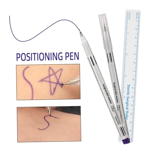 TOGEVAL Feiner Microblading Augenbrauenstift mit Spitze Präzises Tattoo Markierungswerkzeug für Augenbrauen und Lippenmapping Professioneller Kosmetikstift mit Papierlineal für Beauty von TOGEVAL