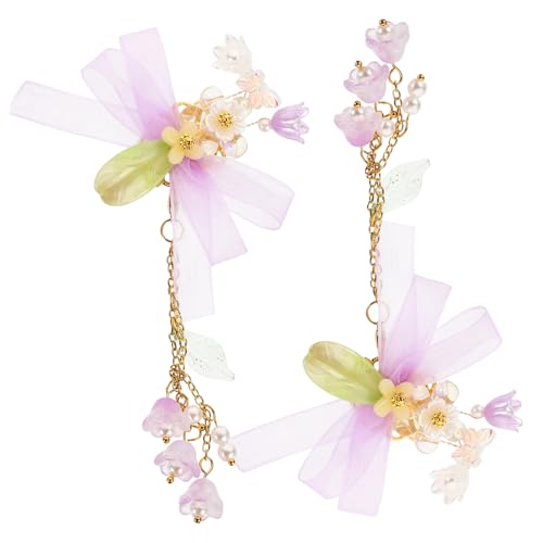TOGEVAL Floral Haarklammern mit Quasten für Mädchen Weiche Haarklammern für Rutschfeste Blumen Haarspangen Chinesische Haarschmuck Accessoires für Bühnenauftritte und Alltag von TOGEVAL