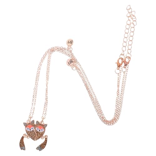 TOGEVAL Freundschaftskette Herz Puzzle Anhänger Leichtes Legierungs Schmuck mit Goldfarbenem Fuchs Motiv für Mädchen Alltag Schule von TOGEVAL